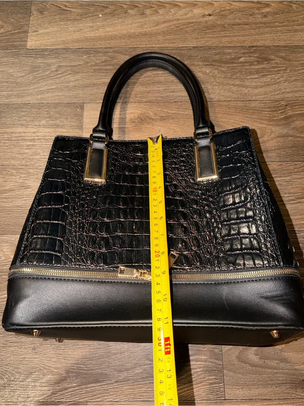 Faux Crocodile Black Shoulder Bag Purse